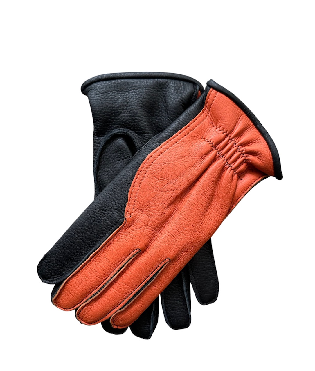 Deer skin gloves bicolour cashmere lined