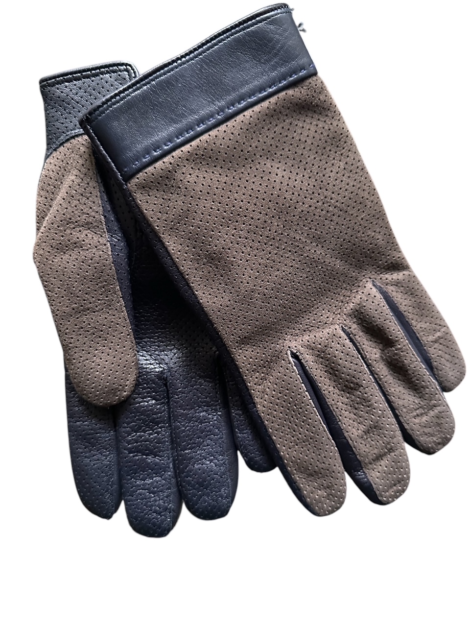 Suede leather gloves  punching cashmere lined