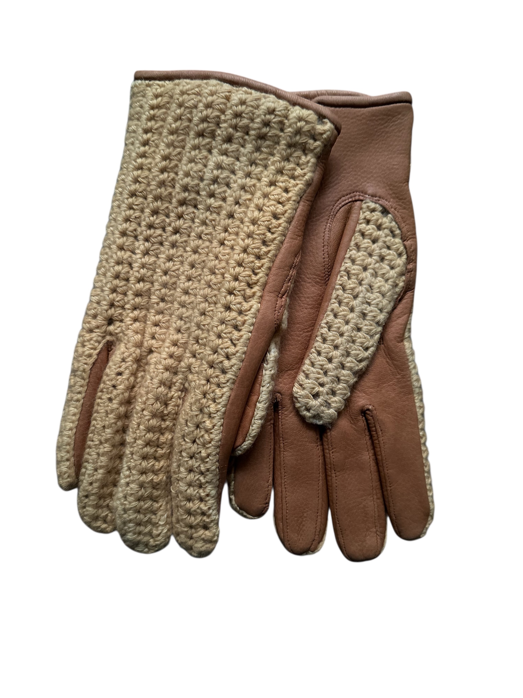 Deerskin gloves on down part  cashmere hand made on top part  cashmere lined Cork/Old Yellow (in stock)